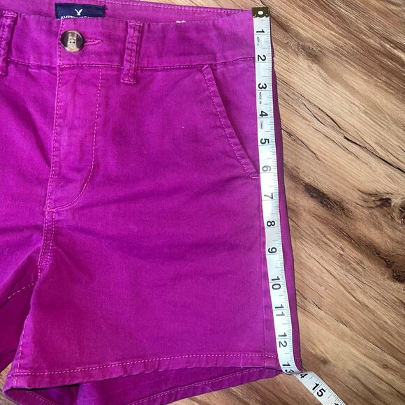 American Eagle Stretchy Denim High Rise Purple Jean Shorts Size 4 - Picture 7 of 7